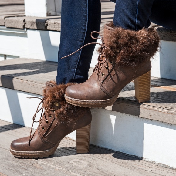 Muk Luks Shoes - Muk Luks 3” heel boots with faux fur NWT